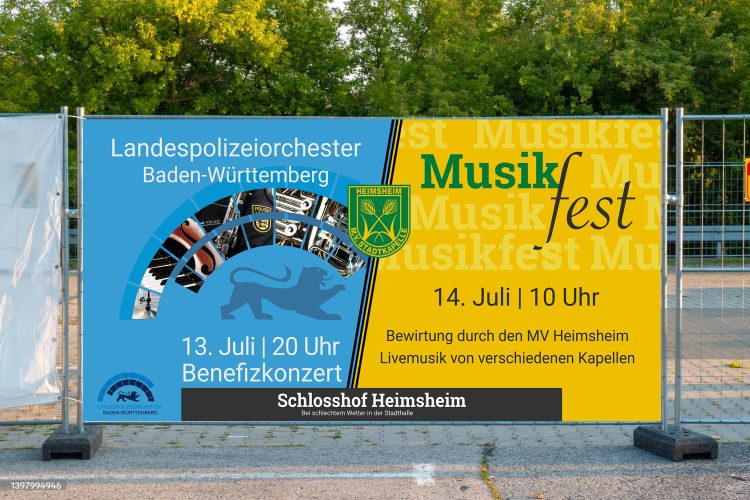 Blank white banner for advertisement on the fence of construction site